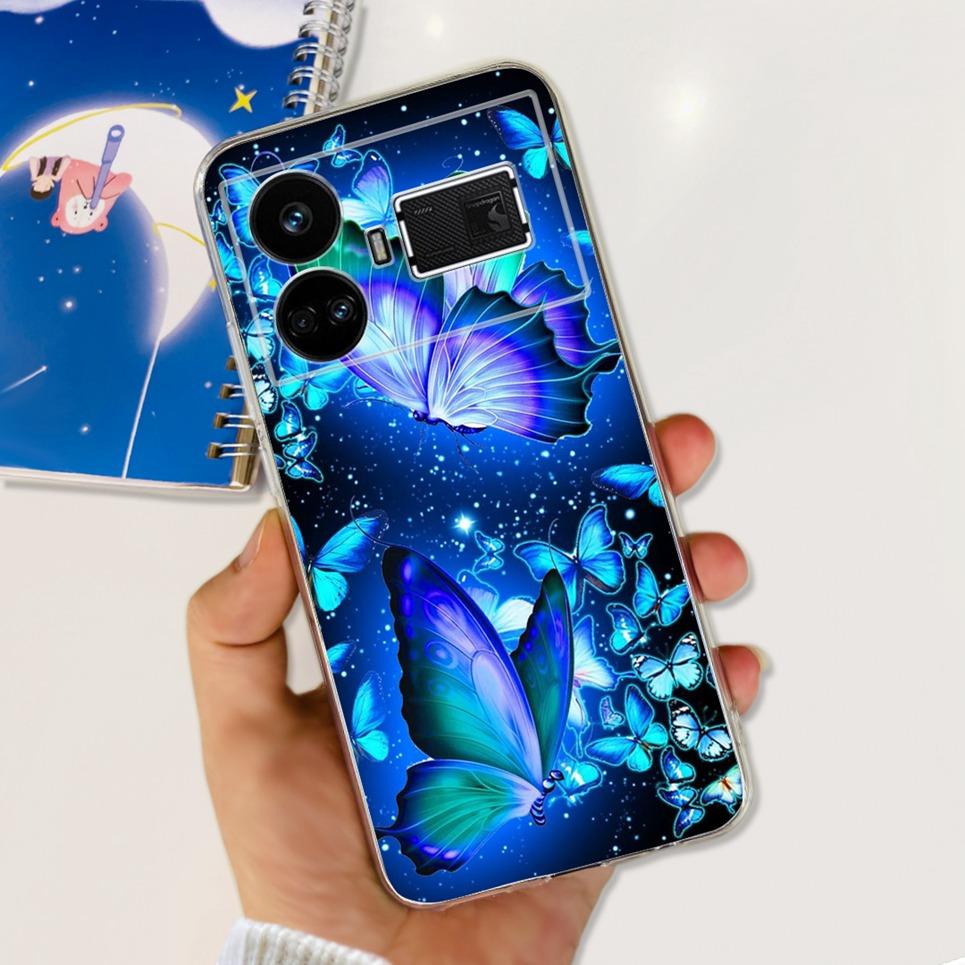 Pro Realme GT5 Pouzdro Průhledné Silikonové Měkký TPU Kryt Pro OPPO Realme GT 5 RealmeGT5 Pouzdra Květinové Mramorové Želé Nárazník Coques