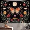 Butterfly Tapestry Moon Star Retro Floral Crystal Plant Aesthetic Tapestries for Bedroom Night Sky Room Decor Tapestries Wall