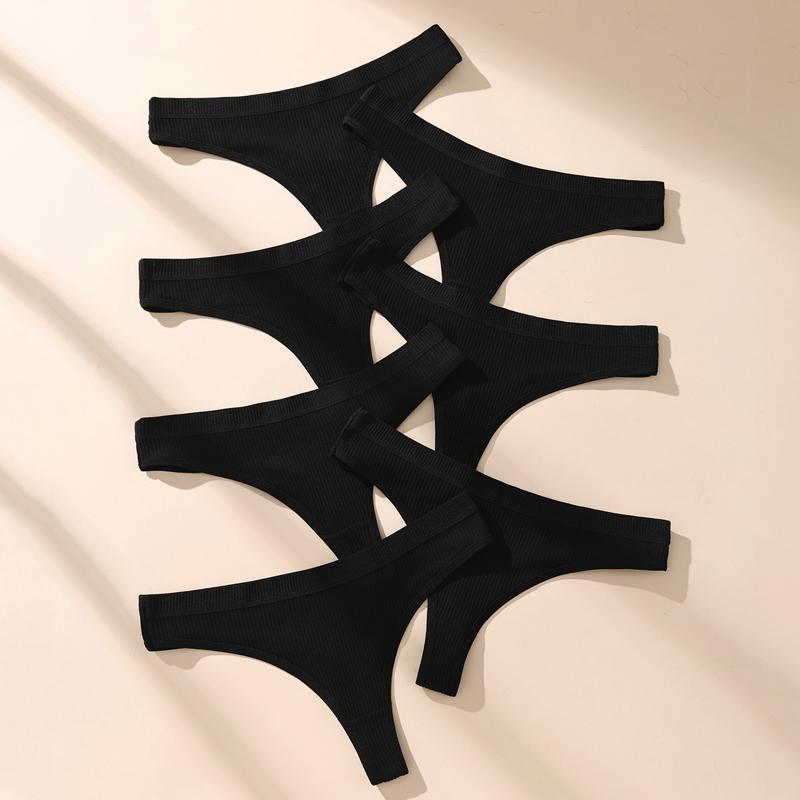 

7 шт. Женские хлопковые стринги, трусики, полосатое нижнее белье, сексуальные трусики, черные трусики, мягкие стринги, большой размер, танга, женское нижнее белье XS&7Pcs чёрный