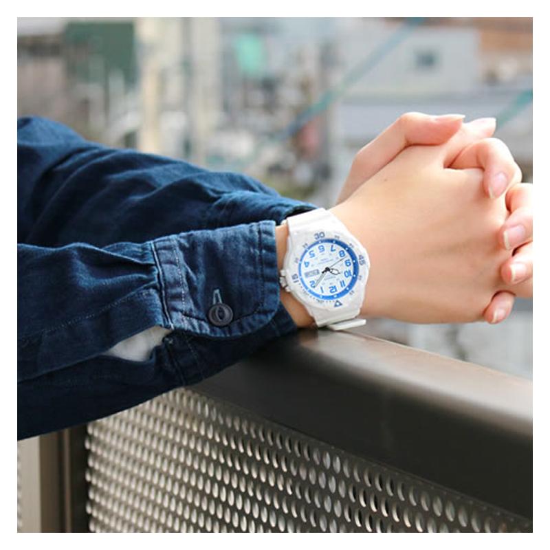 Casio YOUTH Serie-MRW Scheibe Drei-Pin 100 m Wasserdicht Shi Ying Uhrwerk Harzarmband Japanische und Koreanische Uhr Damen's Uhr Weiß MRW-200HC-7B2
