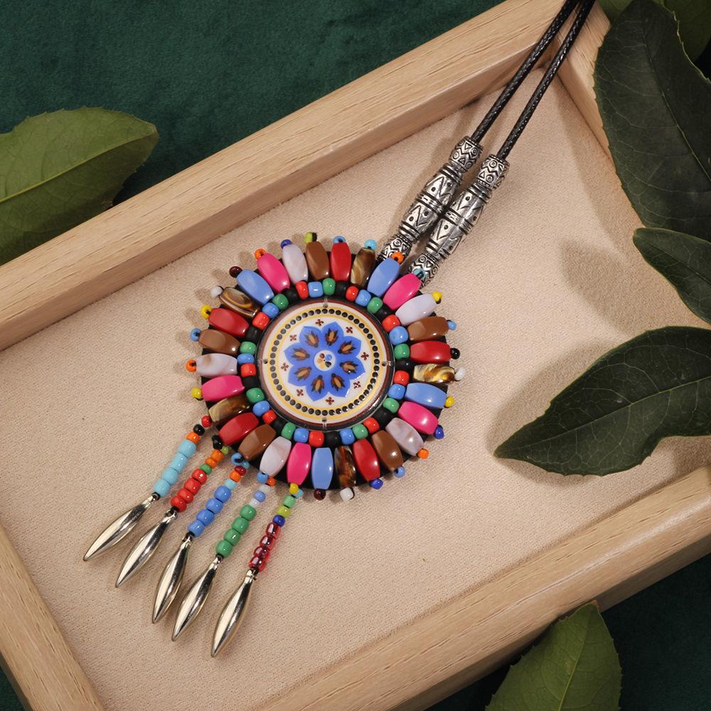 Bohemian Ethnic Leather Tassel Necklace