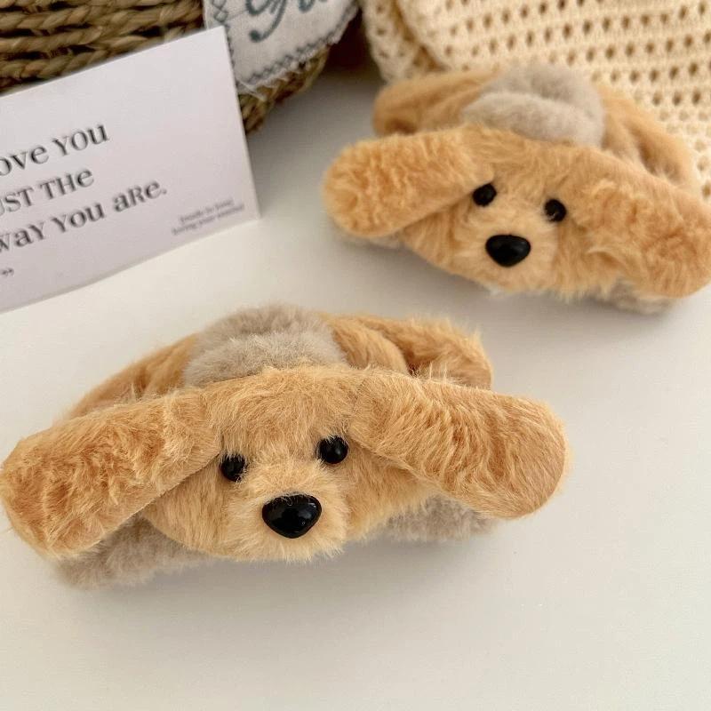 Plush Puppy Hair Clips Women Korean  Simple Hairpin Elegant Girls Shark Clip Hair Accessories