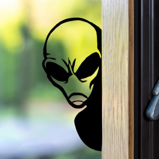 Metal Alien Sign Peeping Around Alien Silhouette Sign Garden Decor Flip-off Alien