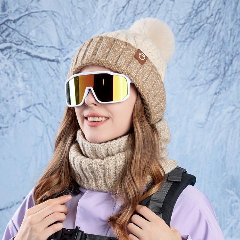 

Зимняя теплая шапка шарф двухкомпонентный чехол для улицы защита от холода защита ушей шапка-пуловер женская бархатная утолщенная вязаная шерстяная шапка