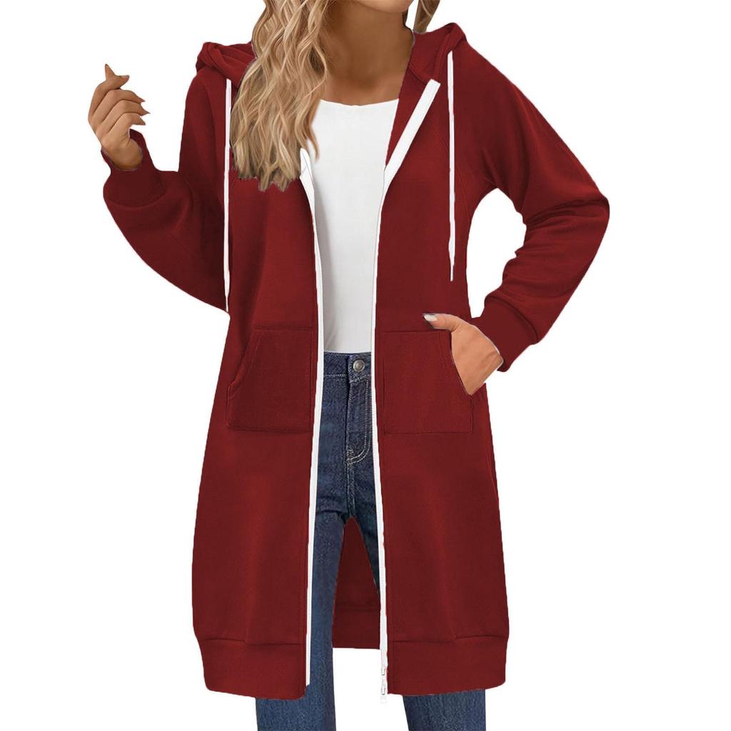 Damen Übergröße Kuscheliger Kapuzen-Cardigan - Herbst/Winter Locker, Lässiges Langarm-Sweatshirt