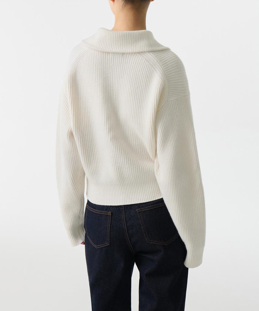 MUSINSA STANDARD WOMAN Women'S Lambswool Ribbed Knit Half Zip [Ivory]