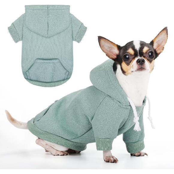 Paiaite Small Dog Hoodie Sweater: Winter Sweatshirt Pet Coat with Pockets, Hat & Leash Hole for Puppy Doggie Chihuahua, Small-Medium Dogs (Boy &