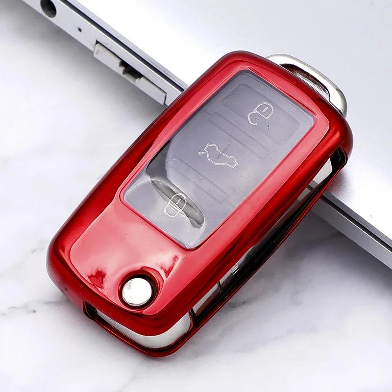 

Soft TPU Car Key Case for VW Volkswagen Polo Golf Passat B5 B6 B7 Beetle Caddy T5 Up Eos Tiguan for Skoda Octavia красный