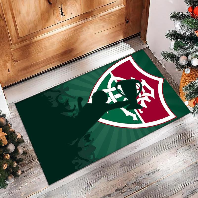 Fluminense FC Printed Crystal Velvet Area Rug, Soft Anti-Slip Water Absorbent Floor Mat for Living Room Bedroom