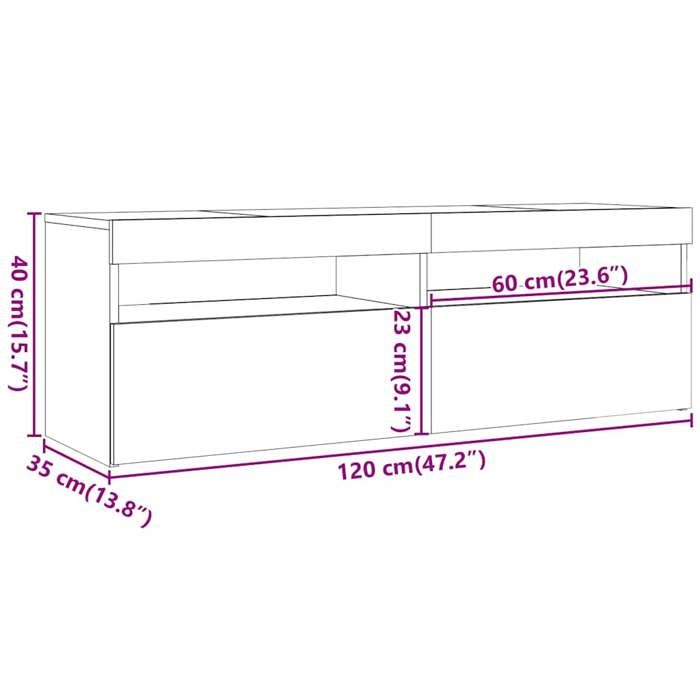 VidaXL TV Cabinet with LED Lights Artisan Oak Engineered Wood, TV Stand, Multimedia Cabinet, TV Console, Cabinet 856306