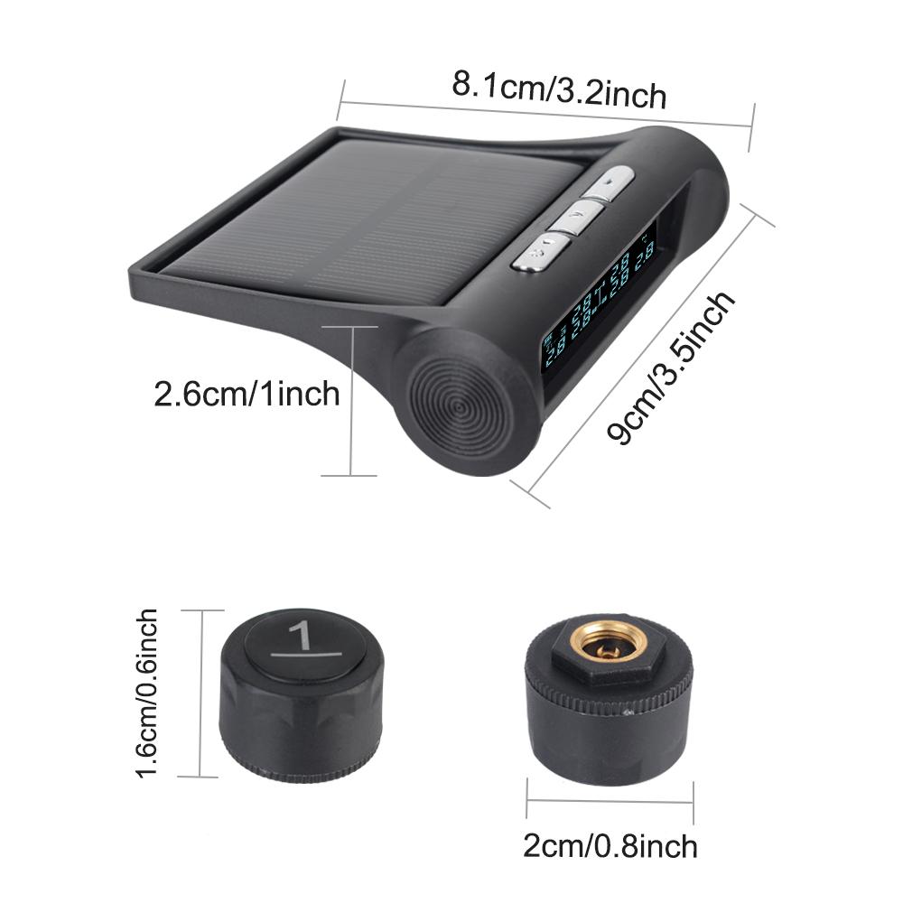 Solar Power TMPS LCD Display LCD Security Alarm Tire Pressure Monitoring For Truck Bus Car Tyre Temperature Alarm System With 6 External Sensors