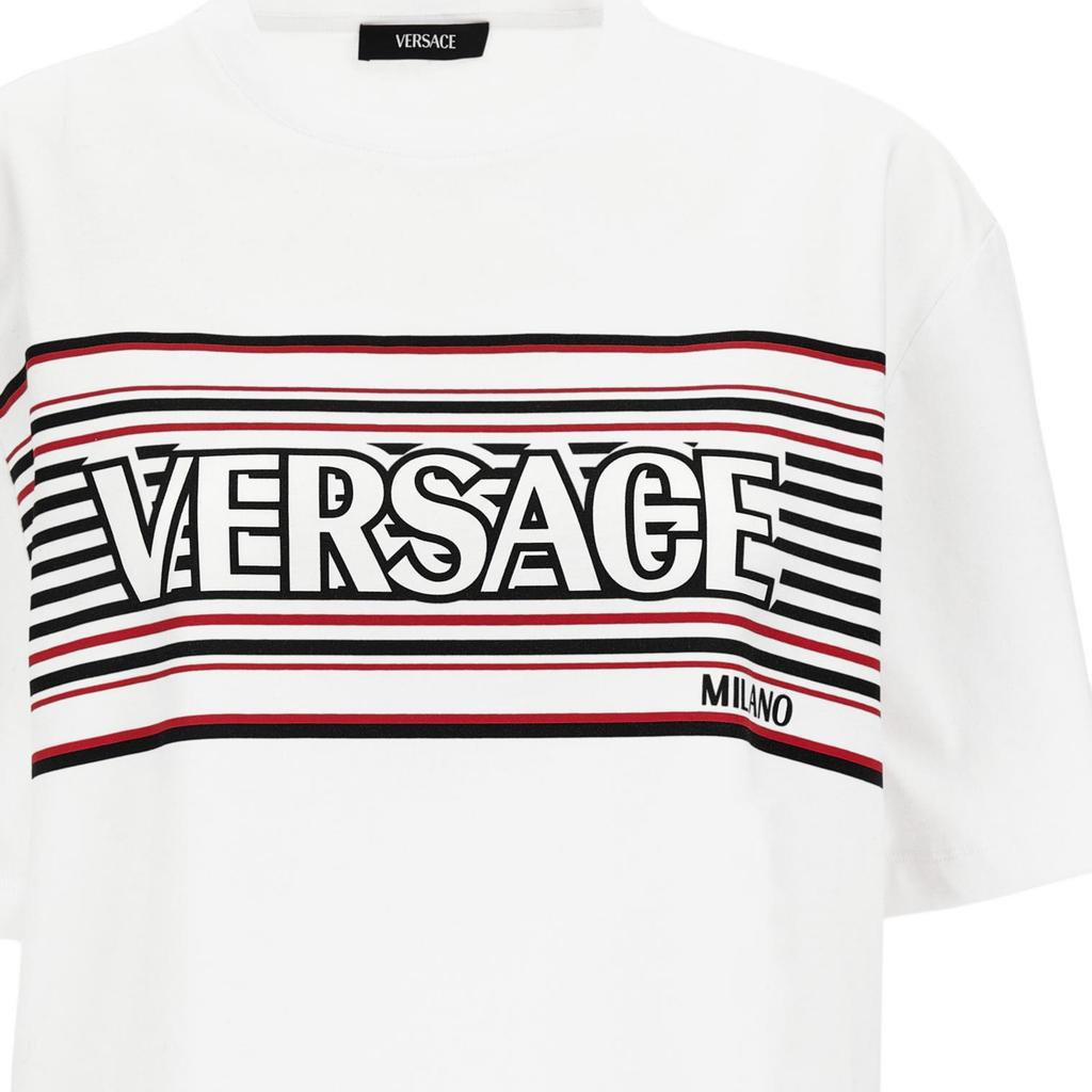 Versace Ss26 Striped Logo Letter Print Crew Neck Short Sleeve T-Shirt Men tops 1014427-1A16038-2W1G0
