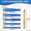 5pcs Round Handle Dry Vacuum Drill With 1pcs Hex Tile Drill Bits
