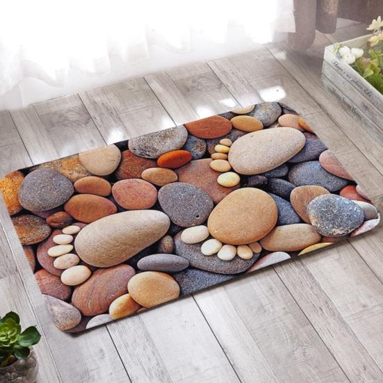 Yousheng 3D Optical Illusion Bathroom Rug Non-Slip Pebble Stone Pattern Bath Mat Quick Dry Absorbent Floor Mat for Bathroom Tub Shower Sink
