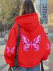 Women Butterfly Print Hoodie Unisex Autumn Winter Hooded Everyday Outdoors Hoodie for Any Occasion