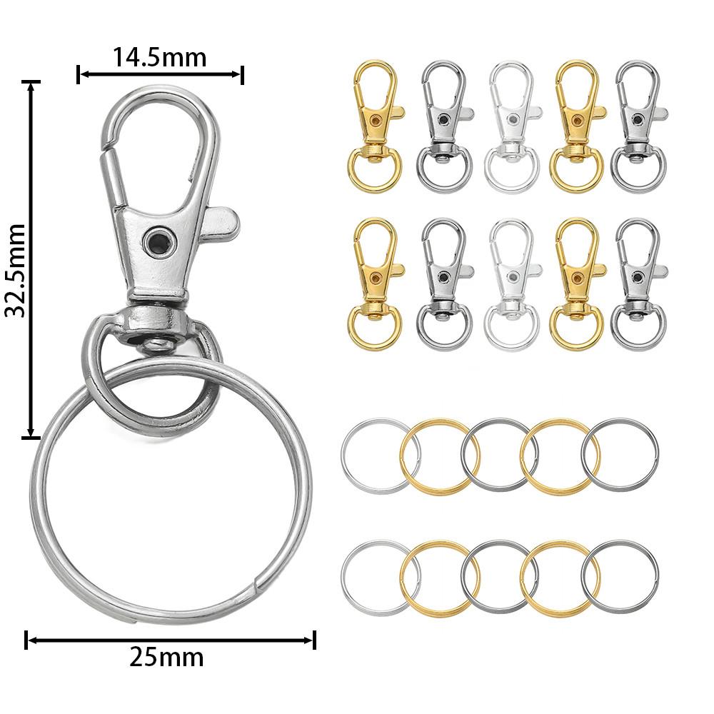 20/50Pcs Swivel Snap Hooks with Key Ring Metal Swivel Lobster Claw Clasps for DIY Keychain Bag Hang Jewelry Making Accessories