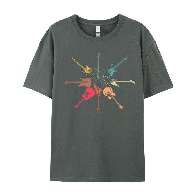 Cool Guitar For Men Women Vintage Guitar Lovers Guitarist T-Shirt Male Aesthetic Camisas Casual Tshirt Cotton Tees Tops Classic