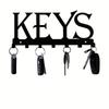 Forged Iron Key Holder Wall Mount 7 Hook Black Metal Entryway Organizer