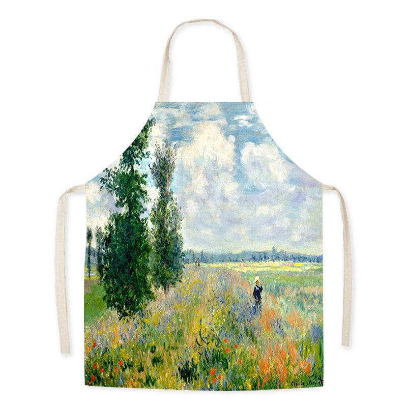 Monet Art Oil Painting Art Student Literary Apron Mori Studio Adult Sleeveless Kitchen Work Waist Bib