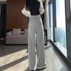 High Waist Petite Gray Wide-Leg Pants - Autumn/Winter 2025 Casual Slimming Trousers for Women