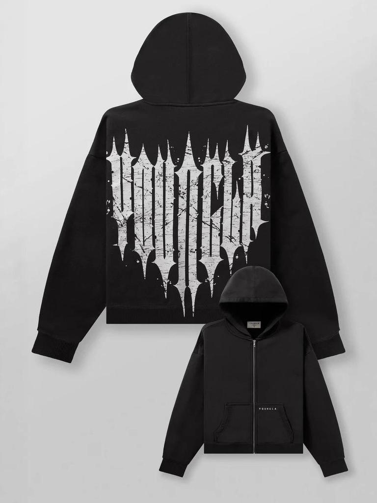 YOUNGLA Herren Kapuzenpullover mit Reißverschluss im amerikanischen Stil für Joggen & Fitness