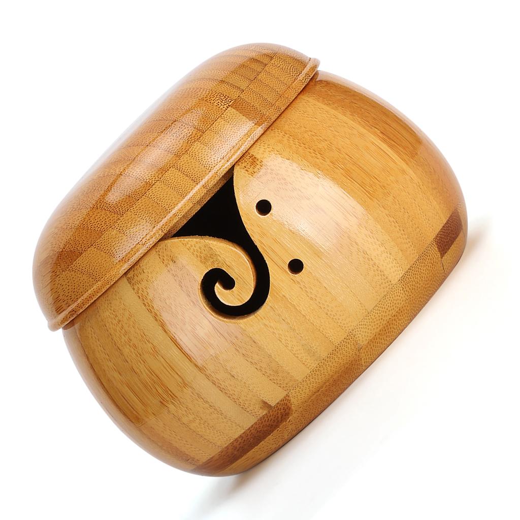 Wooden Yarn Storage Bowl Environmentally Friendly for Household Circular with Lid Crafted Box
