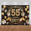 Sfondo per 55° Compleanno Forniture Palloncini Nero Oro 55 Anni Sfondo Decorazione Festa Scintillante Oggetti di Scena per Servizio Fotografico