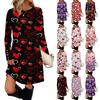 Women's Fashion Casual Pocket Decorative Button Dress Round Neck Long Sleeve Printed Dress