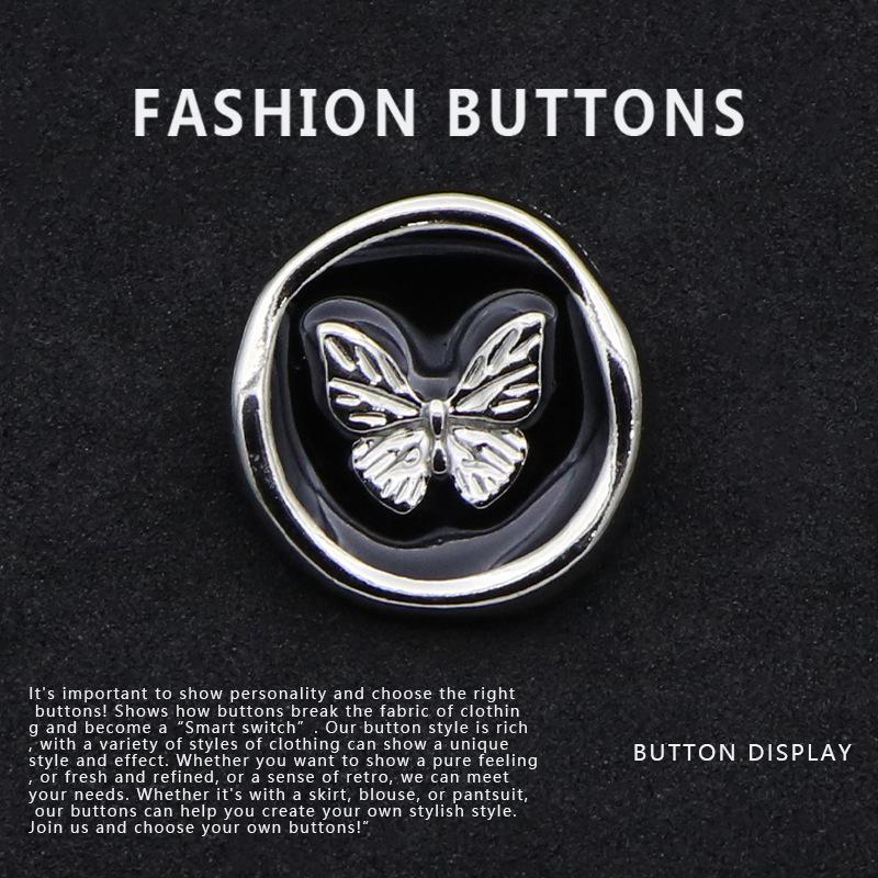 

10 шт. пуговиц высокого класса из нежного кашемира пальто топ свитер кардиган костюм рубашка металлическая большая пуговица black silver * 18MM