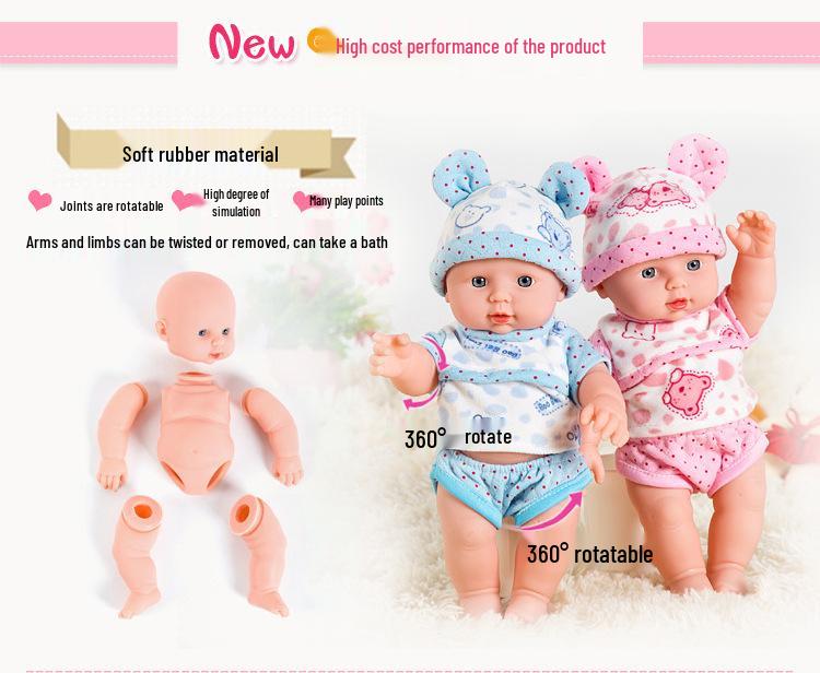 30cm Soft Vinyl Baby Doll - Children's Toy with Simulation Features for Playhouse Fun.