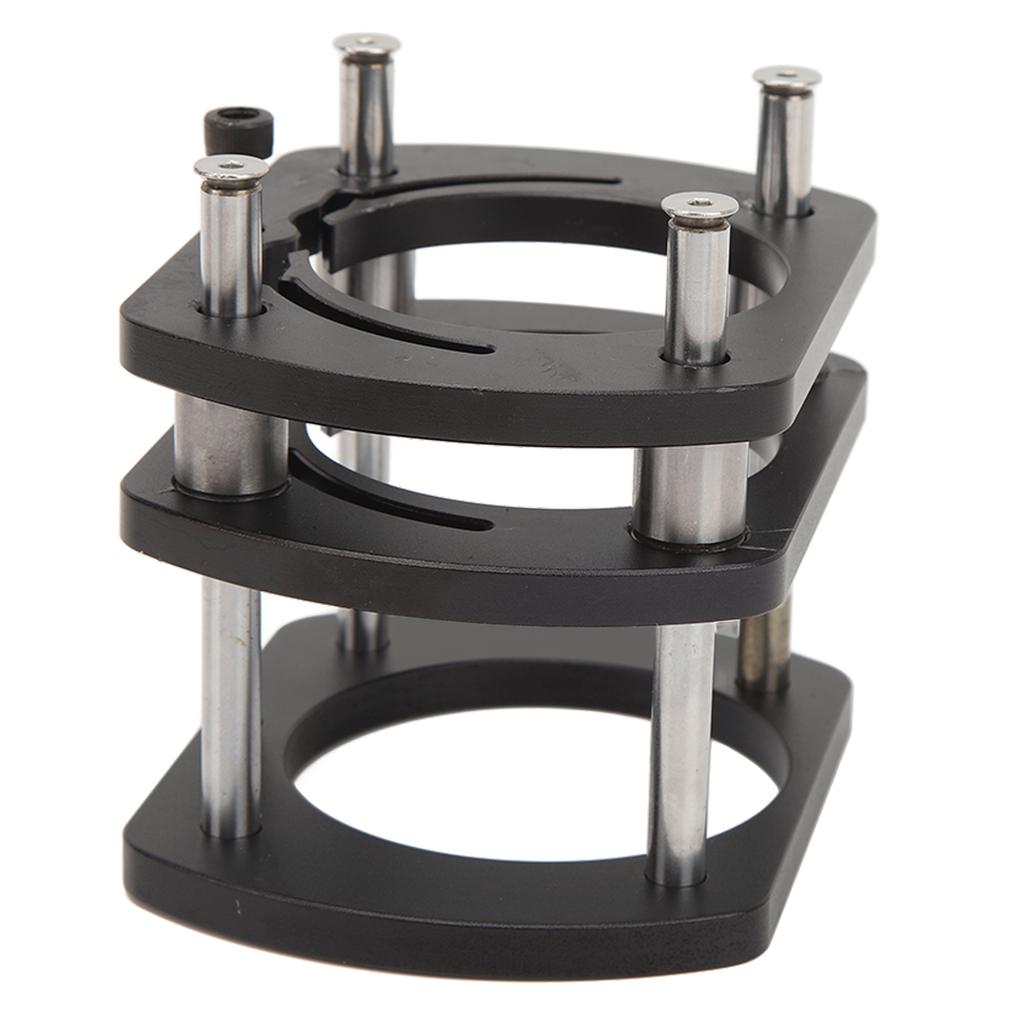 Trimming Machine Router Lift Table Base Aluminum Alloy Router Lift System with 4 Jaw Clamping Black