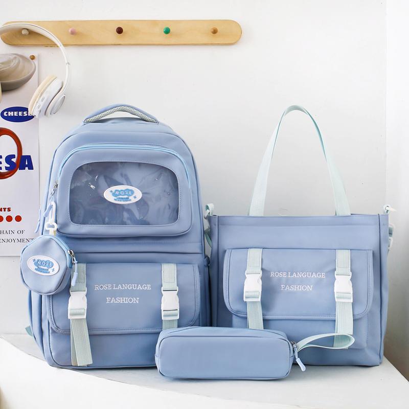 Three-Piece Schoolbag Set for Primary School Students Women's Letter Print Backpack College Style Large Capacity Backpack