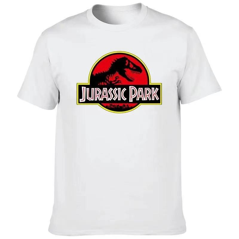 2023Jurassic Park T Shirt Men 100% Cotton Printed T-Shirt Casual Funny Tops Jurassic World Tees Short Sleeve Cool Tshirt