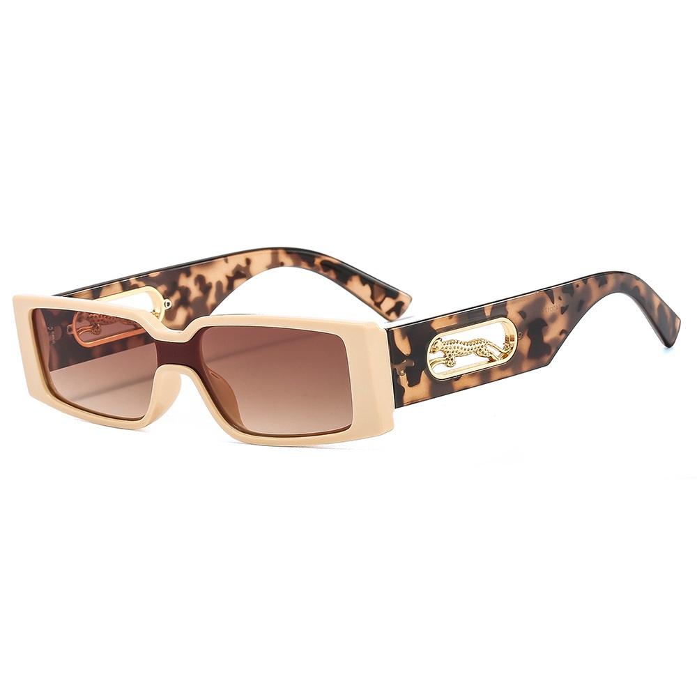Small Rectangle Sunglasses Men Women Leopard Decoration Square Sun Glasses Travel Shades Retro Oculus Uv400 Femme