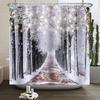 Christmas Shower Curtain Xmas Tree Winter Forest Snow Cute Snowman Bathroom Shower Curtain Waterproof Bath Curtain With Hook