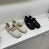 New Breathable Hollowed-out Flat Single Shoes Square-toed Low-heeled Sandals for Mom