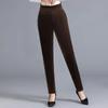 Damen Winter Einfarbig Dick Hohe Taille Samthose Locker Oberbekleidung Elastisch Thermisch Retro Bleistifthose