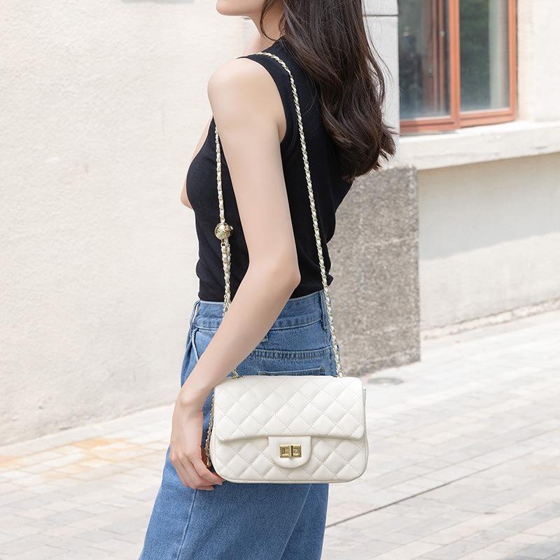 Hva Uen Soft Leather Bag Women's New Summer Fashion Diamond Chain Shoulder Messenger Bag