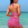 2024 Floral Print Spaghetti Strap Lace-Up Beach Dress Swimsuit for Women