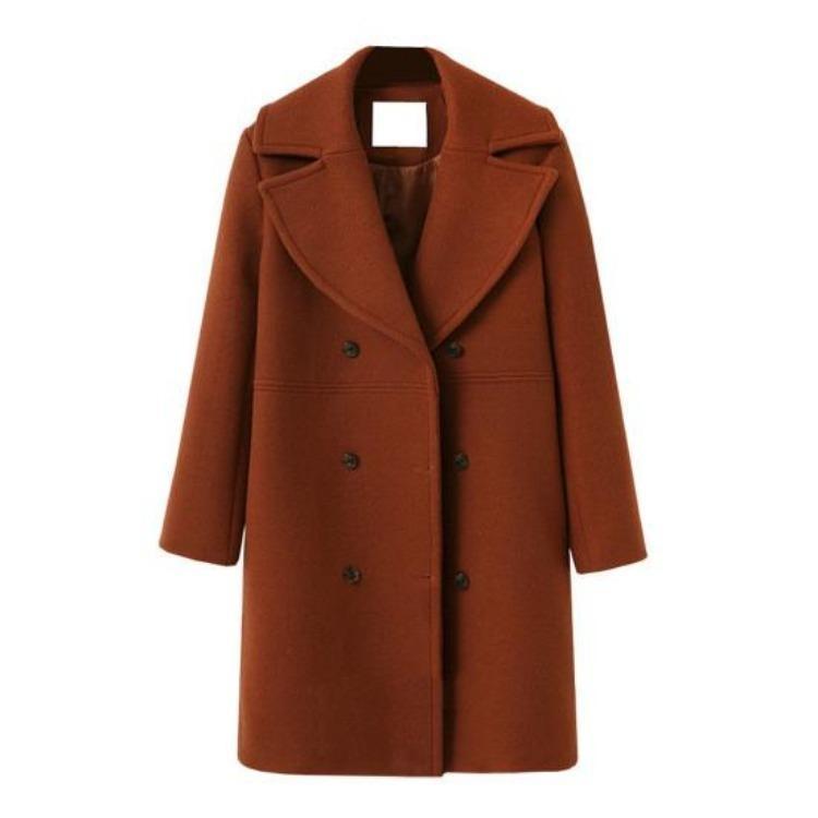 Damen Plus Size Wolljacke Zweireihig Umlegekragen Mantel Einfarbig Locker Thermisch Langärmelig Frühling Herbst Winter Pendeln Verabredung