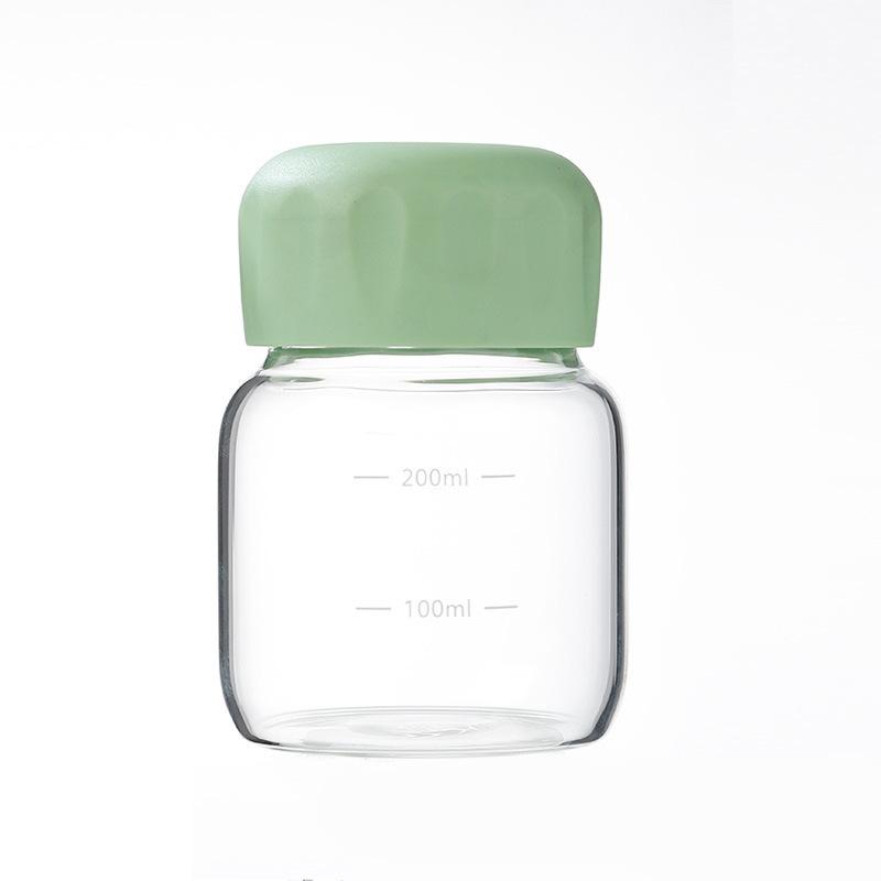 High Value Glass Chubby Cup Sealed Graduated Cup High Temperature Resistant Coffee Soy Milk Milk Cup Plus Cup