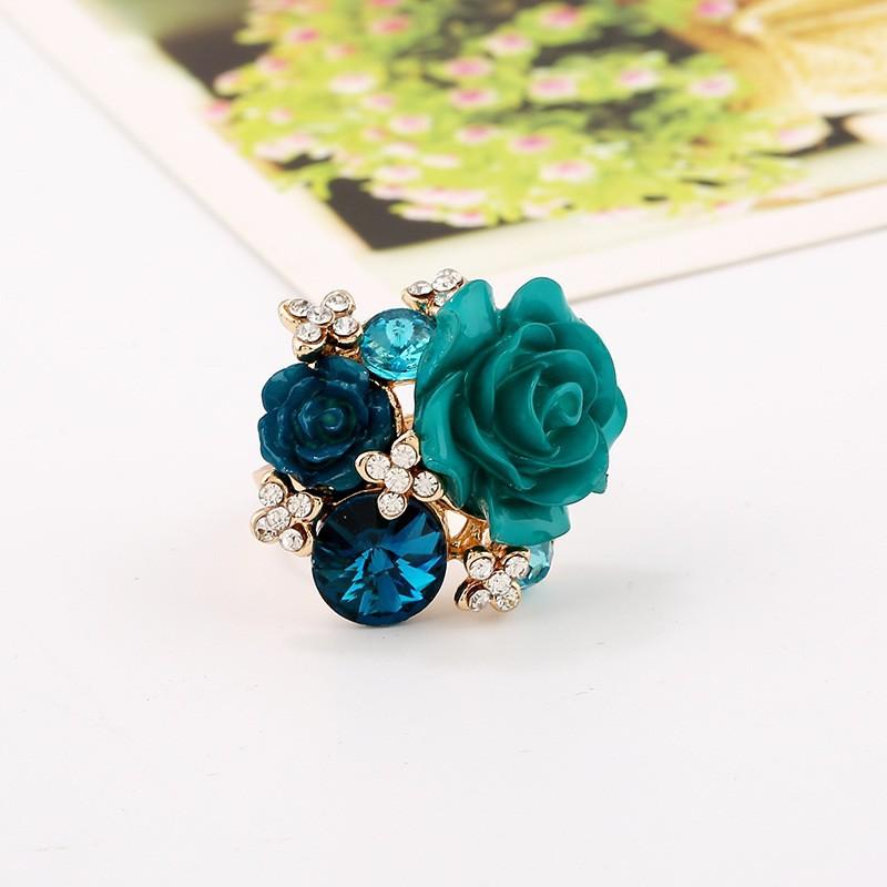 

New Fashionable Sweet Resin Rose Adjustable Personalized Ring Ethnic Style Ring