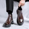 Fashion Thick soled men's boots Minimalist and fashionable British style Business Office Outdoor autumn and winter leather shoes Black
