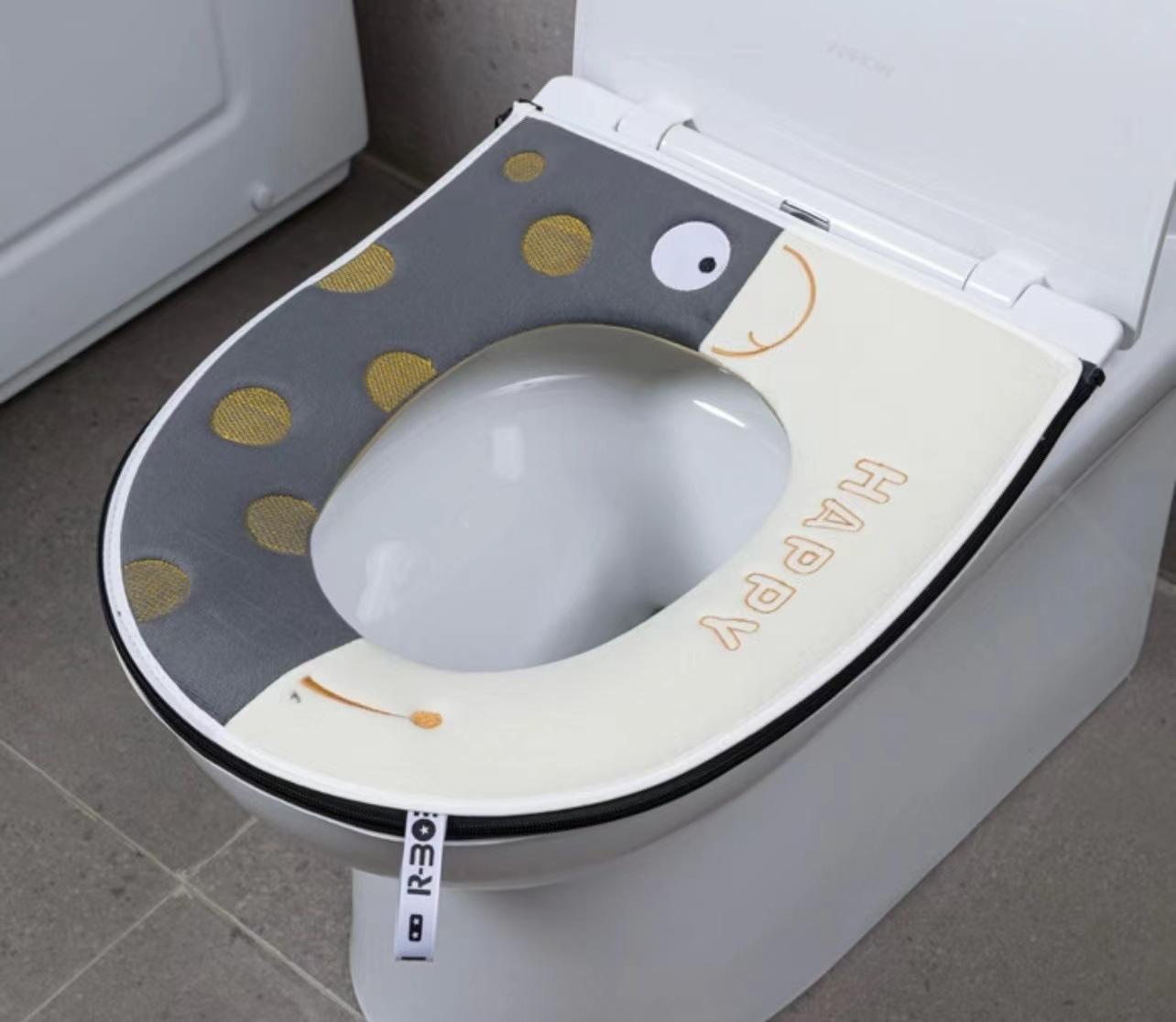 

Зимний теплый мягкий чехол для унитаза, коврик для домашнего туалета, универсальная водонепроницаемая подушка-молния Four Seasons, чехол для туалета темно-серого