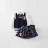 Girls' 2026 Autumn JK Style Rabbit Officer Three-Piece Set – School-Style Birthday Outfit for Medium & Large Children