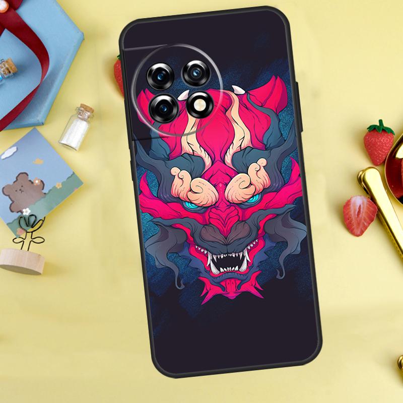 Samurai Oni Mask Case For OnePlus Nord 5 CE 2 3 4 Lite N20 N30 OnePlus 10T 12R 13R 13T 10 11 12 13 15 Cover