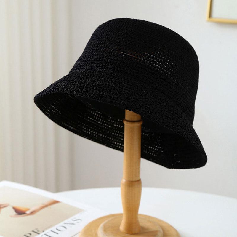 Women's Summer Sunshade Bucket Hat Travel, Round Top Breathable Cool Hat, Korean Style Short Brim Elegant Fashion Fisherman