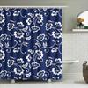 Modern Home Decor Shower Curtain With Floral Pattern Navy Blue White Design For Bathroom Easy Installation In Various Sizes (Cus