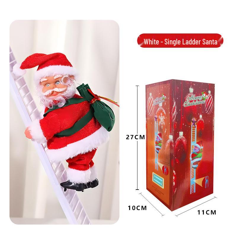 Red Climbing Santa Claus with White Ladder for Christmas Decor