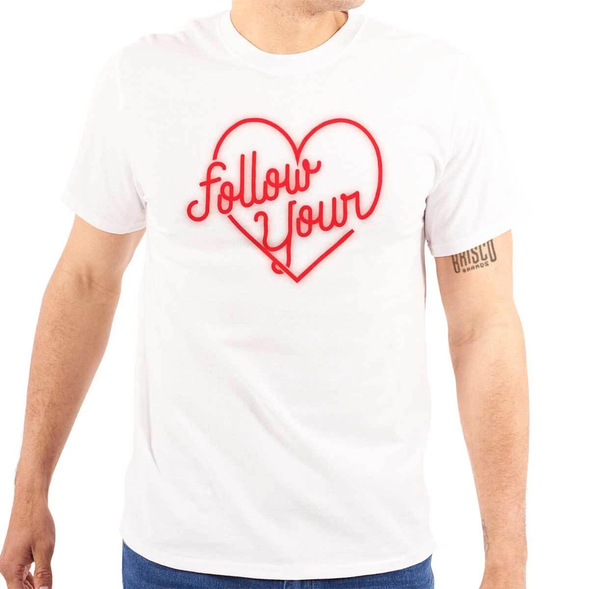 Valentine s Day Follow Your Heart Neon Sign Womens or Mens Crewneck T Shirt Tee XXXL